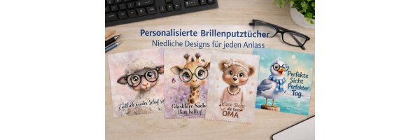 Brillenputztücher mit Motiv und Spruch