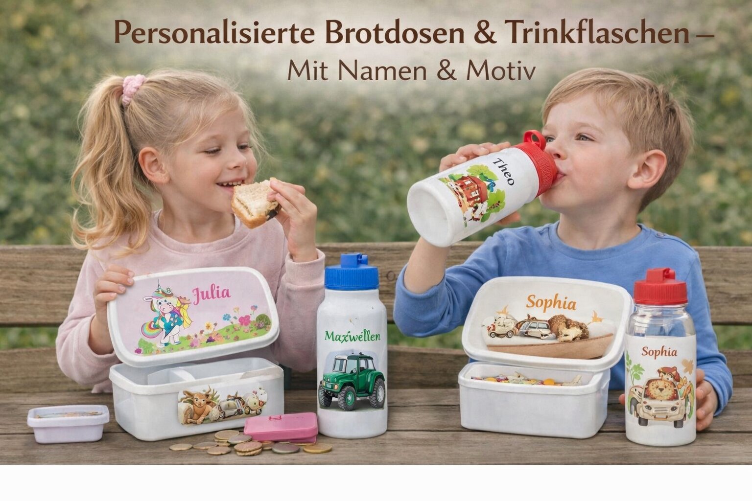 Brotdosen und Trinkflaschen