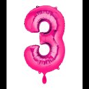 Ballon XL - Zahl 3 - Pink
