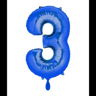 Ballon XL - Zahl 3 - Blau