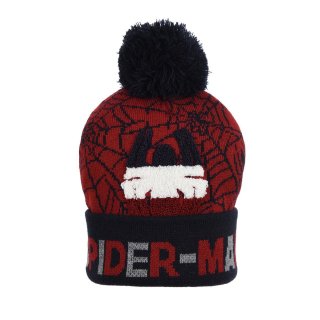 Spiderman Winterm&uuml;tze mit Bommel rot