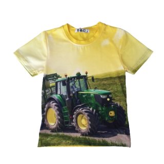 S&amp;C Jungen T-Shirt gelb mit Traktor-Motiv John Deere H107