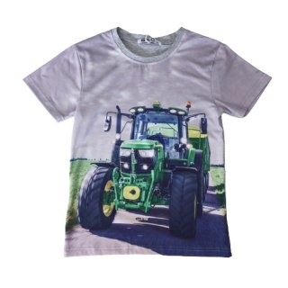 S&C Jungen T-Shirt grau mit Traktor-Motiv John Deere H111