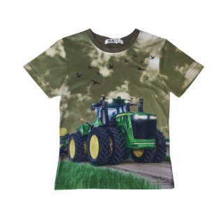 S&C Jungen T-Shirt grün mit Traktor-Motiv John Deere H112