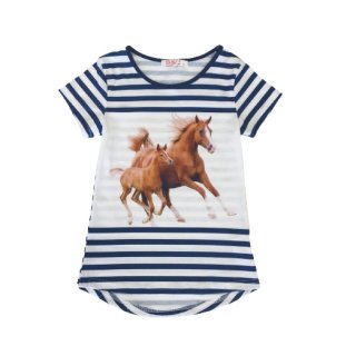 Squared & Cubed Mädchen T-Shirt Pferde blau weiß F13