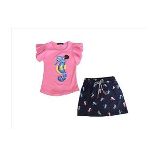Squared & Cubed Sommerset Rock und T-Shirt Seepferdchen pink/blau T295