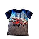 Jungen T-Shirt mit Feuerwehr Motiv blau Feuerwehrauto