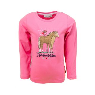 Salt & Pepper Mädchen Langarmshirt Stick Pailetten Pferd pink