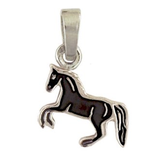 Ketten-Anhänger Pferd schwarz 925 Silber