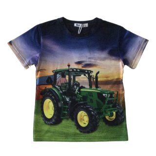 S&C Jungen T-Shirt dunkelblau mit Traktor-Motiv John Deere H304