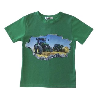S&C Jungen T-Shirt grün mit Traktor-Motiv John Deere H303