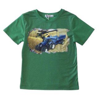 S&C Jungen T-Shirt grün mit Traktor-Motiv New Holland H315