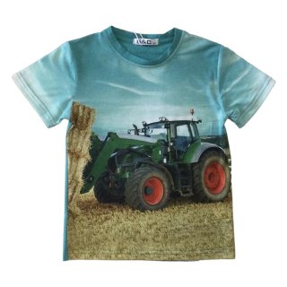 S&C Jungen T-Shirt türkis mit Traktor-Motiv Fendt H311