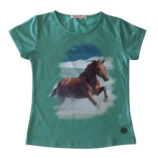 Squared & Cubed Mädchen T-Shirt Pferde grün F73