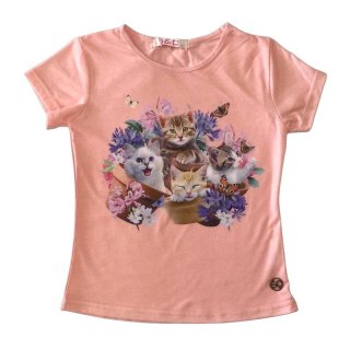 S & C Mädchen T-Shirt Katzen rosa F83