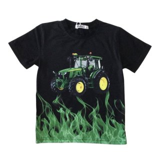 S&C Jungen T-Shirt schwarz mit Traktor-Motiv John Deere H301