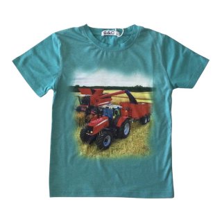 S&C Jungen T-Shirt türkis mit Traktor-Motiv Case H298