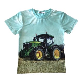 S&C Jungen T-Shirt türkis mit Traktor-Motiv John Deere H306
