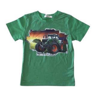 S&C Jungen T-Shirt grün mit Traktor-Motiv Fendt H313