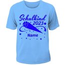 Personalisiertes Kinder T-Shirt "Schulkind 2023" mit Wunschnamen 134/140 schwarz orange