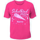 Personalisiertes Kinder T-Shirt "Schulkind 2023" mit Wunschnamen 134/140 weiß schwarz
