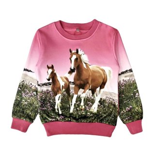 S&C Mädchen Sweatshirt mit Pferde Motiv pink F108