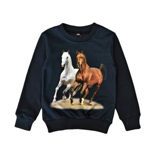 S&C Mädchen Sweatshirt mit Pferde Motiv dunkelblau F105