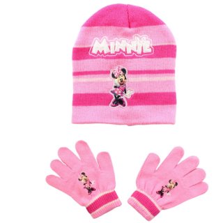 Disney Minnie Kinder Mütze und Handschuhe Set rosa