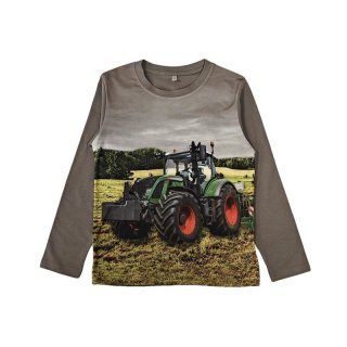 S&C Jungen Langarmshirt mit Traktor Motiv braun H379