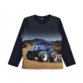 S&C Jungen Langarmshirt mit Traktor Motiv blau H387