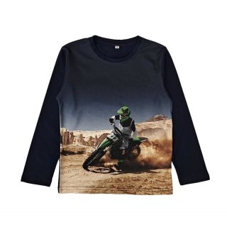 S&C Jungen Langarmshirt mit Motorcross Motiv dunkelblau H391