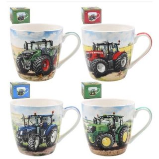 Kaffeebecher mit Traktor-Motiv - 375ml Porzellan Tasse  in Geschenkverpackung