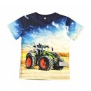 S&C Jungen T-Shirt blau mit Traktor-Motiv Fendt H417