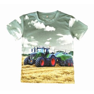 S&C Jungen T-Shirt olivgrün mit Traktor-Motiv Fendt H419