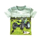 S&C Jungen T-Shirt grün mit Traktor-Motiv H436
