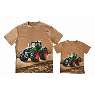 S&C Traktor T-Shirt braun H422 für Papa und Sohn Partnerlook