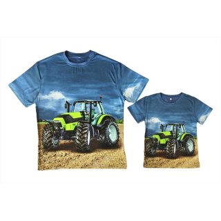 S&C Traktor T-Shirt blau H441 für Papa und Sohn Partnerlook