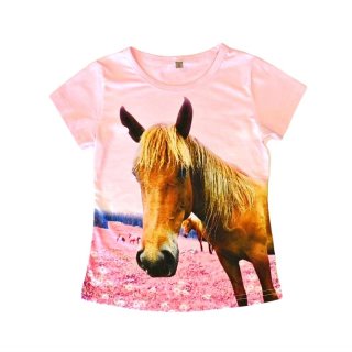 Squared & Cubed Mädchen T-Shirt Pferde rosa F090