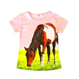 Squared & Cubed Mädchen T-Shirt Pferde rosa F091