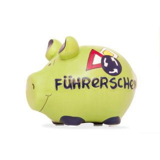 KCG Best of Sparschwein - Führerschein -Keramik handbemalt Spardose Geldgeschenk