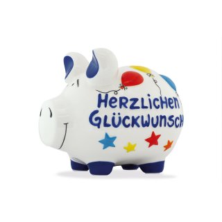 KCG Best of Sparschwein Gro&szlig; - Herzlichen Gl&uuml;ckwunsch - Keramik handbemalt XL