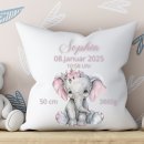 Personalisiertes Kissen – Elefant mit Geburtsdaten...