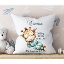 Personalisierbares Kissen – Schlafende Giraffe mit...