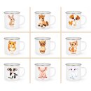 Personalisierte Emaille-Tasse Farmtiere mit Namen – das perfekte Geschenk für Kinder Alpaka