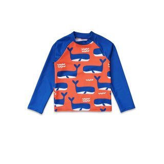 Toby Tiger Kinder Badeshirt langarm mit Wal und Wellen-Druck, UV-Schutz UPF 50+
