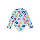 Toby Tiger Kinder Badeanzug langarm mit Regenbogenblumen-Druck, UV-Schutz UPF 50+