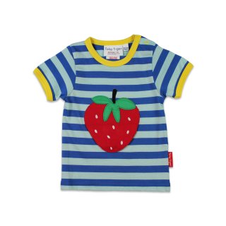 Toby Tiger Bio Baumwoll-Kurzarmshirt mit Erdbeer-Applikation