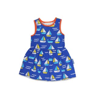Toby Tiger Bio-Baumwoll Kinder Sommerkleid mit Segelboote-Druck