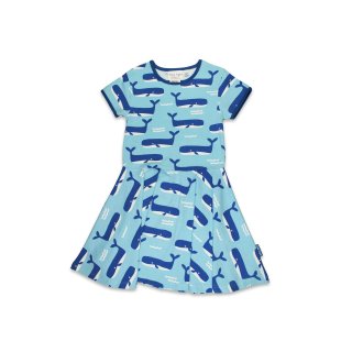 Toby Tiger Bio-Baumwoll Kinder Skaterkleid kurzarm mit Wal- und Wellen-Druck