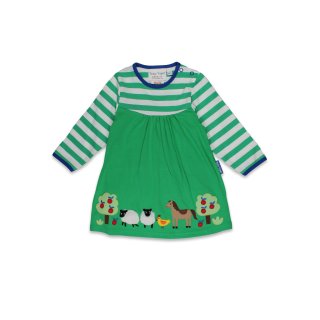 Toby Tiger Bio-Baumwoll Kinder Jersey Kleid langarm mit Bauernhof-Applikation